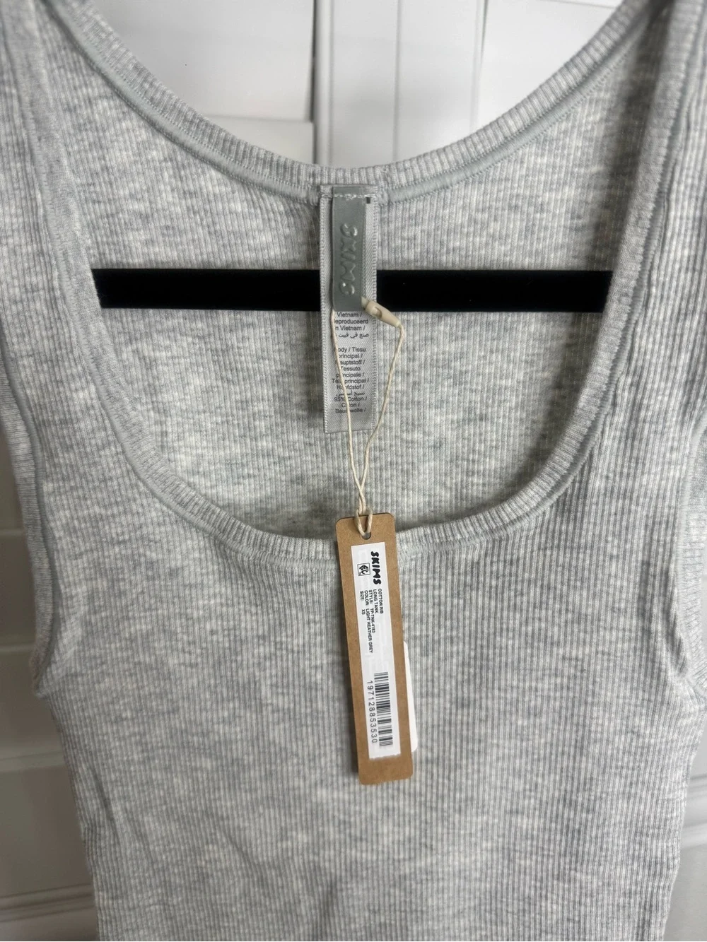 SKIMS Ribbed Scoop Neck Tank Top - Heather Light Gray Size Small